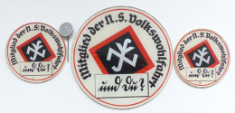 WK II Lot Mit Türplaketten (Durchm. 12cm Und 2x7 Cm) Sowie Anstecknadel Der N.S. Volkswohlfahrt I-II - War 1939-45