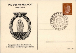 WK II WHW Dresden Kriegsabzeichen Für Minensuch-U-Bootjäger U. Sicherungsverbände Ganzsache I- - War 1939-45