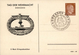 WK II WHW Dresden U-Boot -Kriegsabzeichen Ganzsache I- - War 1939-45