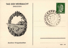 WK II WHW Dresden Zerstörer-Kriegsabzeichen Ganzsache I- - War 1939-45