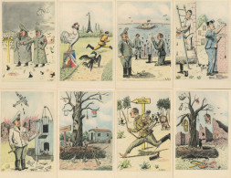 Antipropaganda WK II Lot Mit 8 Künstlerkarten Sign. A. Jaegy Vollständig Mit Original-Umschlag - War 1939-45