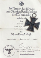 WK II Orden Eisernes Kreuz 2. Klasse 1939 Mit Verleihungsurkunde (Kopie) - Weltkrieg 1939-45