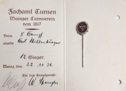 WK II Orden Und Urkunde Fachamt Turnen 1936 II - Weltkrieg 1939-45