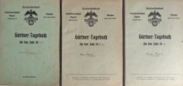 Buch WK II Lot Mit 3 Gärtner-Tagebüchern Der Landesbauernschaft Bayern Reichsnährstand Blut Und Boden Aus Den Jahren 191 - Guerra 1939-45