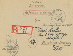 FELDPOST WK II - R-Feldpostbrief 1944 Mit Zusatz GEFALLENENMELDUNG Und Rücks. Verschlußaufkleber Ank-o I - Guerra 1939-45