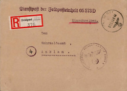 Feldpost WK II R-Brief Einschreiben 05573 D Nach Anklam - Guerre 1939-45