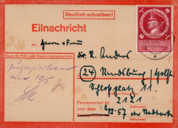 WK II Lebenszeichen Eilnachricht Berlin Steglitz 1944, Gelaufen Mit Sondermarke - Weltkrieg 1939-45