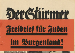 Judaika DER STÜRMER 16 Jahrg. 1938 Zus. Mit Banderole Freibrief Für Juden Im Burgenland I-II Judaisme - Judaisme