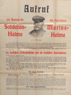 Marine Plakat Aufruf Zur Spende Für Die Deutschen Soldaten- Und Marine-Heime, 45x59 Cm Sehr Gut Erhalten I-II - Marines