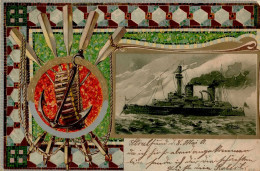 Schiff Kreuzer WK I Prägekarte I-II (Ecke Leicht Bestossen) Bateaux Bateaux - Guerre 1914-18