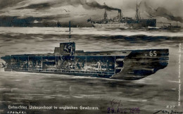 U-Boot Getauchtes Unterseebootin Englischen Gewässern Sign. Gröwer, Willy I-II - War 1914-18