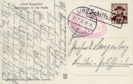 Bodenseeschiffspost Lindau  Bodensee 1935 Ra-O Schiffsbrief Auf AK Graf Zeppelin Dirigeable - Weltkrieg 1914-18