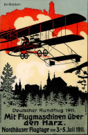 NORDHAUSEN,Harz - DEUTSCHER RUNDFLUG 1911 NORDHÄUSER FLUGTAGE 1911 Künstlerkarte Sign. A.Seewald I - Guerra 1914-18