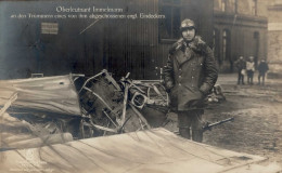 Sanke Flugzeug 342 Immelmann Oberleutnant An Den Trümmern Eines Von Ihm Abgeschossenen Engl. Eindeckers I-II Aviation - War 1914-18