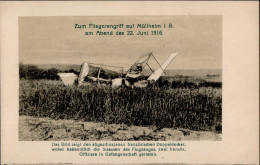 Flugzeug WK I Müllheim I.B. Zum Fliegerangriff Am Abend Des 22. Juni 1916 I-II Aviation - War 1914-18