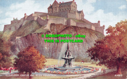 R504778 Edinburgh Castle And Ross Fountain. Valentine. Art Colour. J. Hutton - World