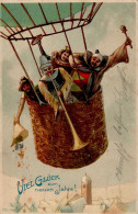 Ballon Neujahr Prägekarte I-II (Marke Entfernt, Fleckig) Bonne Annee - Weltkrieg 1914-18