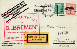 Flugpost Katapultpost Katapultflug Dampfer Bremen Des Norddeutschen Lloyd, Deutsch-Amerikanische Seepost Bremen-New York - War 1914-18