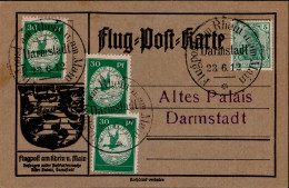 Deutsches Reich Flugpost Am Rhein Und Main 30 Pfennig Neben Germania Auf Flugpost-Karte Luftschiff Schwaben 1912 - Luchtschepen