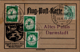 Deutsches Reich Flugpost Am Rhein Und Main 30 Pfennig Neben Germania Auf Flugpost-Karte Luftschiff Schwaben 1912 - Dirigibili