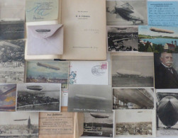 Zeppelin Lot Mit 24 Ansichtskarten, Buch Und Belegen Dirigeable - Dirigibili