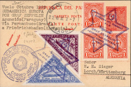 Zeppelinpost LZ 127 9. Südamerikafahrt 1932 Paraguayische Post (rs. Eingangsstempel) Dirigeable - Zeppeline