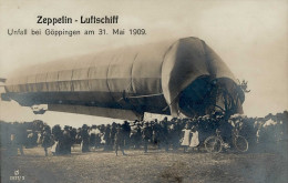 Zeppelin Göppingen Unfall Zeppelin-Luftschiff 1909 I-II Dirigeable - Dirigeables