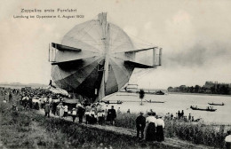 Zeppelin Oppenheim Landung Nach Erster Fernfahrt 4. Aug. 1908 I-II Dirigeable - Dirigeables