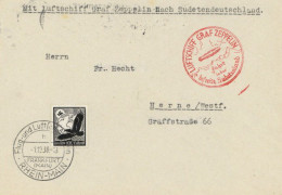 ZEPPELIN-BRIEF Sieger 456 - SUDETENLANDFAHRT 1938 I - Zeppeline