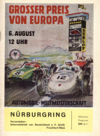 Motorsport Programmheft Zum Grossen Preis Von Europa Weltmeisterschaftslauf Formel 1, Nürburgring Eifel Am 6. August 196 - Altri & Non Classificati