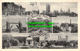 R504800 Greetings From London. Piccadilly Circus. Houses Of Parliament. Trafalga - Other & Unclassified