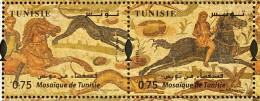 2024 Tunisie Tunisia Mosaic Horse Dog 2 Pairs Head To Tail Cheval Chevalin Jockey   MNH New - Pferde