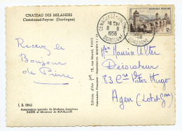 CP Postée De Cénac-et-Saint-Julien (24) Pour Agen (47) - TB 12f Pont Valentré 1956 - Used Stamps