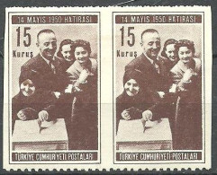 Turkey; 1950 General Elections 15 K. ERROR "Partially Imperf." - Unused Stamps