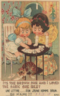 Art Card Fortune Teller Girls And Cat . Cartomancie  Envoi Perrigny Jura Lapina - Other & Unclassified