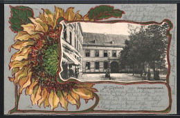 Passepartout-AK Mönchengladbach, Bürgermeisteramt, Sonnenblume  - Moenchengladbach