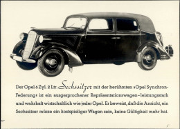 Auto Opel 6. Zyl. 2 Liter Sechssitzer Werbung  I-II Publicite - Sonstige & Ohne Zuordnung