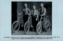 Fahrrad Sieger Der Deutschen Meisterschaft Im 3er Radballspiel 1921 I-II Cycles - Andere & Zonder Classificatie