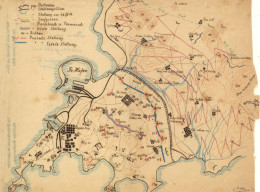 Kriegsgefangenenpost Tsingtau Handgezeichnete Karte Der Festung Tsingtau Während Des Krieges, Dabei Sind Auch Alle Stell - Ehemalige Dt. Kolonien
