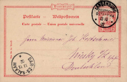 Kolonien Deutsch-Ostafrika, Auslands-Ganzsache Ab LANGENBURG Nach Dar-es-Salaam 1902, Bedarf (rs. Text Unkenntlich Gemac - Ehemalige Dt. Kolonien