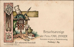 AK-Geschichte Freiburg Besuchsanzeige Postkartenverlag Carl Zanger Zwerg I-II (etwas Fleckig) Lutin - Otros & Sin Clasificación