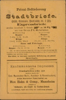 Vorläufer 1886 Reklame Für Privat-Beförderung Von Stadt-Briefen Mannheim Faltkarte (Stadtpost) 1886 - Historia