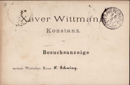 Vorläufer 1885 Konstanz Besuchsanzeige I-II (fleckig) - Storia