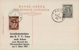 Olympia 1907 Athen Gesellschaftsfahrt Des KTV Gera, Zudruck Auf AK Parthenon (Athen) I- - Olympische Spelen