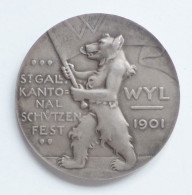 Schützen CH St. Gallen Kantonal-Schützenfest 1901 Medaille Silber 37 Mm Durchm. I-II - Otros & Sin Clasificación