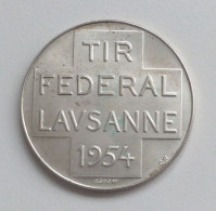 Schützen CH-Lausanne Tir Federal 1954 Medaille Silber  Ca. 32 Mm Durchm. I-II - Autres & Non Classés