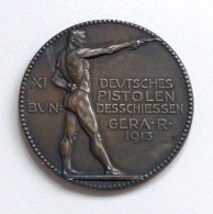 Schützen Gera Medaille Des Deutschen Pistolen Bundesschießen 1913 Silber Ca. 40 Mm Durchm. I-II - Autres & Non Classés