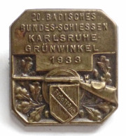 Schützen Karlsruhe Grünwinkel 20. Badisches Bundesschiessen 1933  Ansteck-Plakete II - Otros & Sin Clasificación