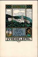 Studentika HEIDELBERG - WINGOLF Künstlerkarte Sign. Gehrig I - Scuole