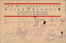 Studentika Freiburg I.Breisgau 108. Stiftungsfest Des Corps Rhenania 1920 I-II (fleckig) - Ecoles